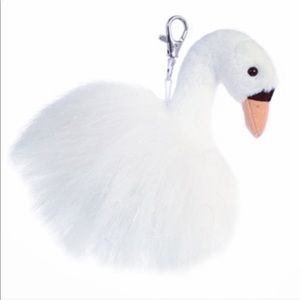 Purely Luxe Swan Clip On Plush Bag Charm